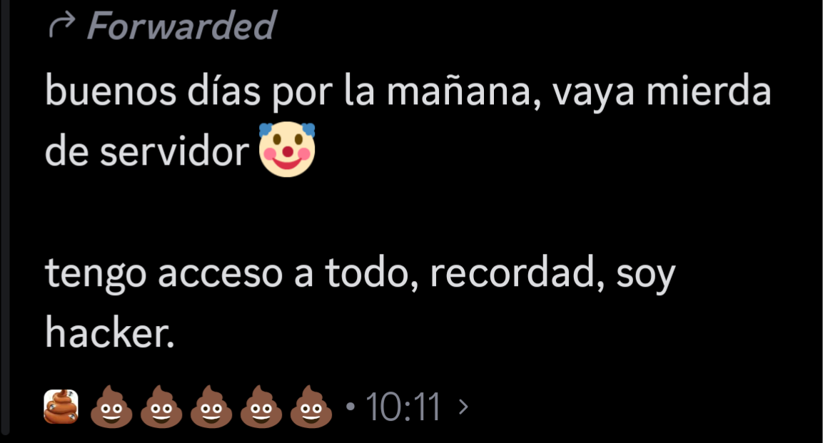Captura de pantalla de la amenaza recibida